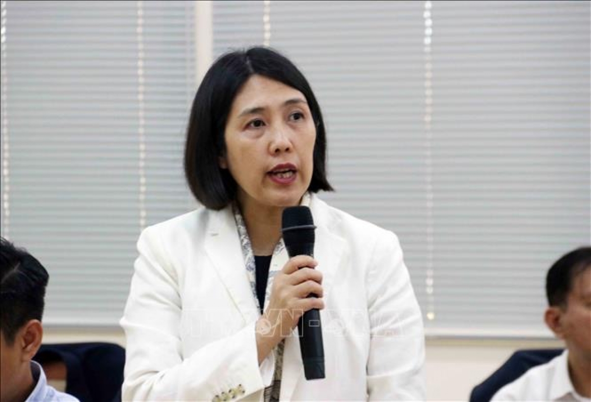 Нгуен Хыонг Ча, Посол Вьетнама в Бельгии, представитель постоянной миссии Вьетнама при Европейском союзе, выступает на семинаре. Фото: VNA