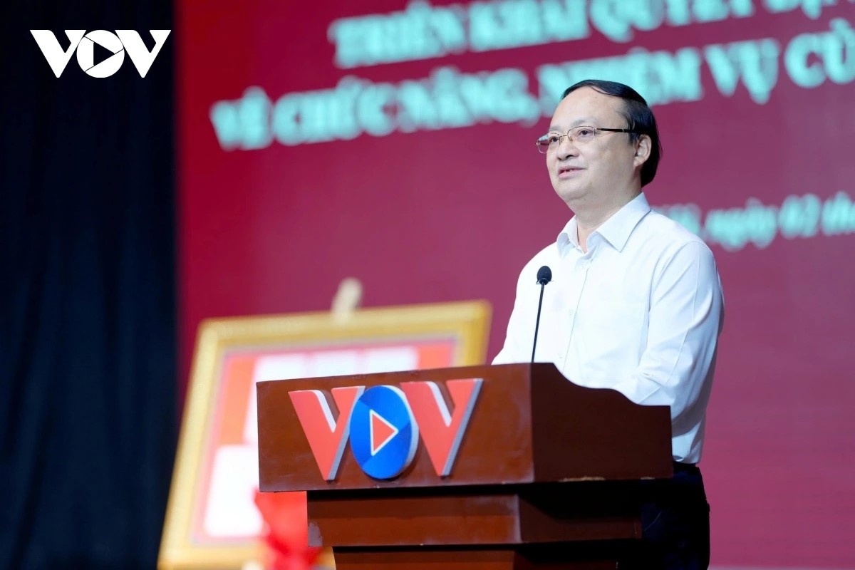 El presidente de VOV, Do Tien Sy, pronuncia un discurso en la conferencia. Foto: Cao Thang/VOV