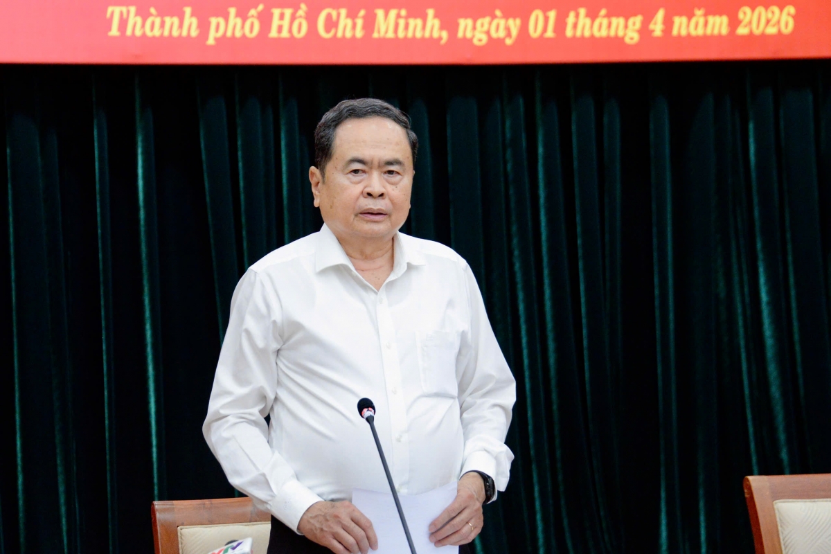 El presidente de la Asamblea Nacional de Vietnam, Tran Thanh Man, interviene en la reunión. Foto: VOV
